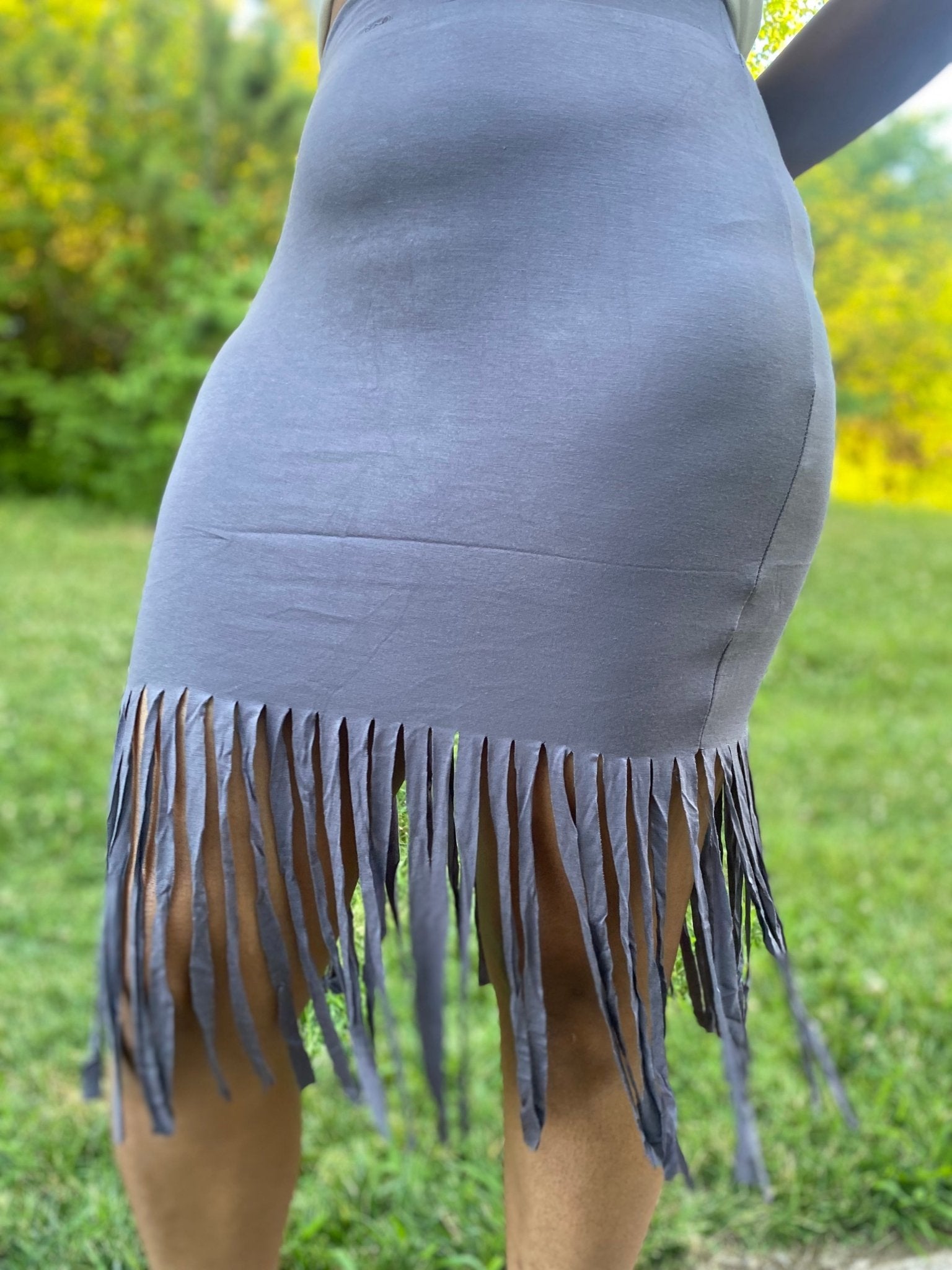 Grey shop fringe skirt