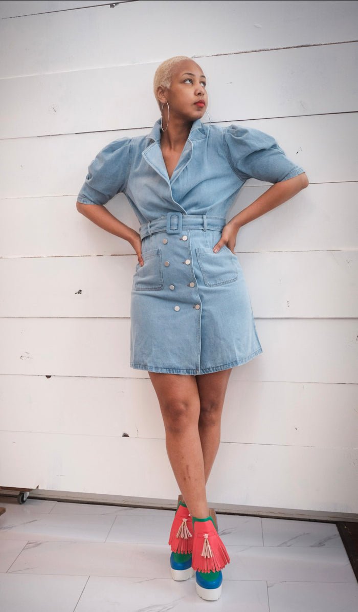Medium wash denim dress - Misfits Clothing Boutique